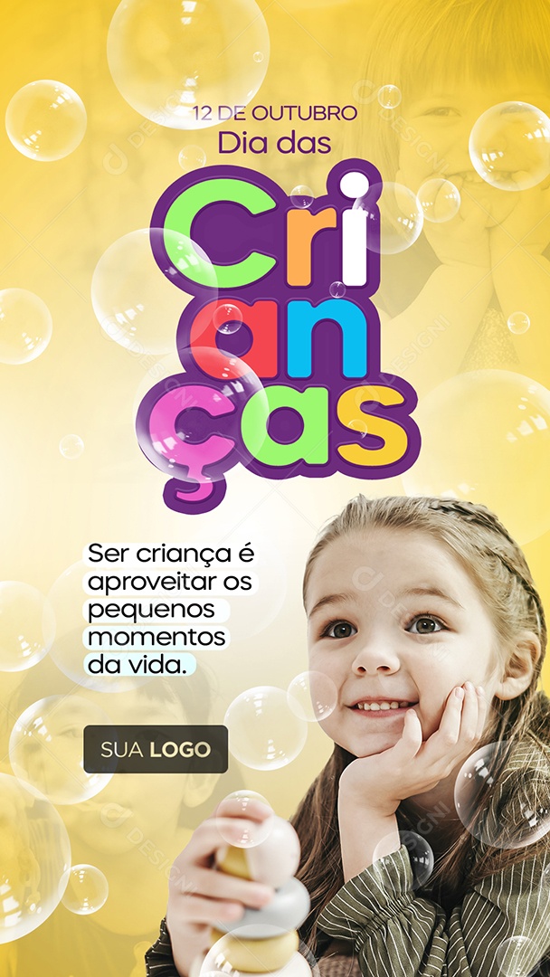 Story Ser Criança é Aproveitar os Pequenos Momentos da Vida Dia das Crianças Social Media PSD Editável