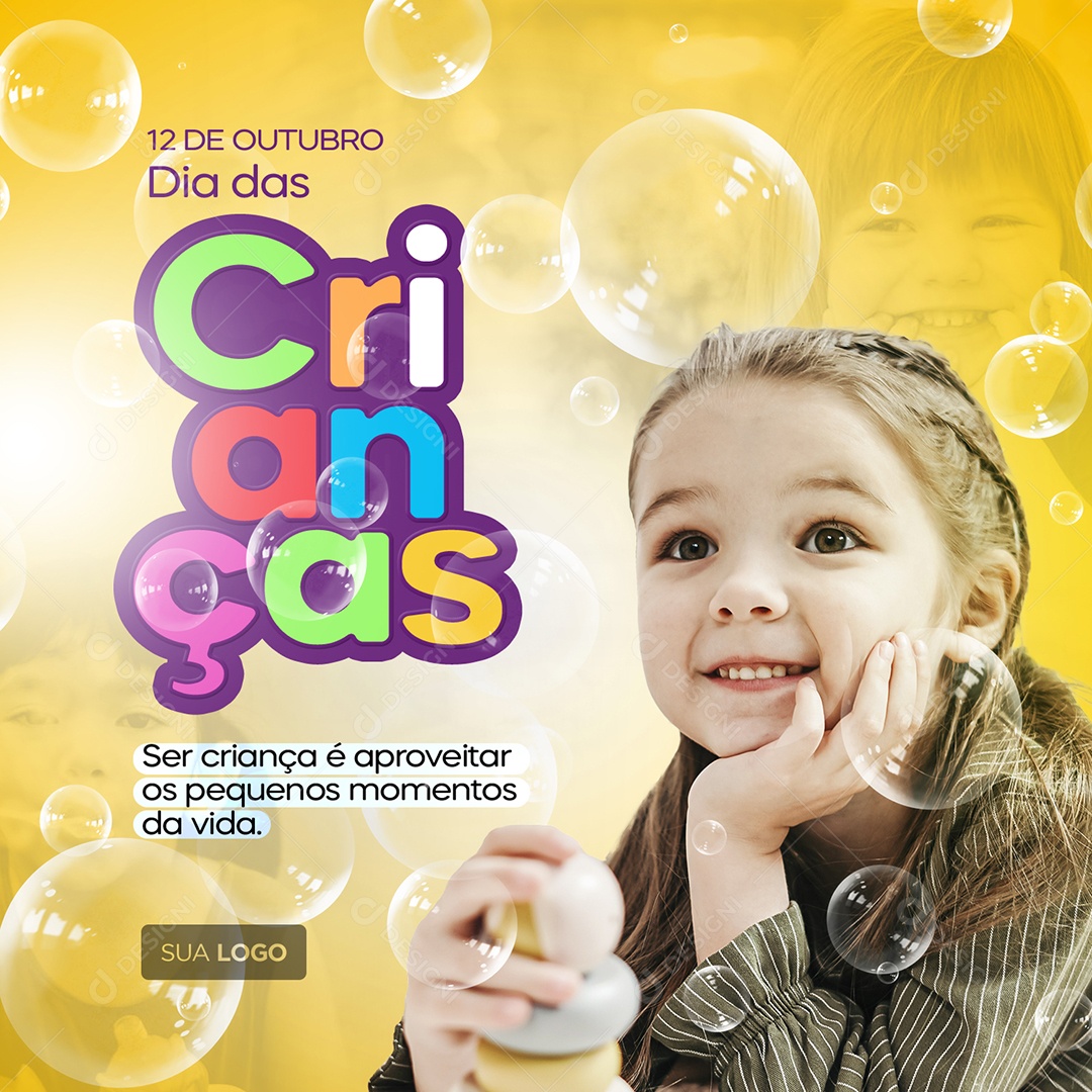 Ser Criança é Aproveitar os Pequenos Momentos da Vida Dia das Crianças Social Media PSD Editável