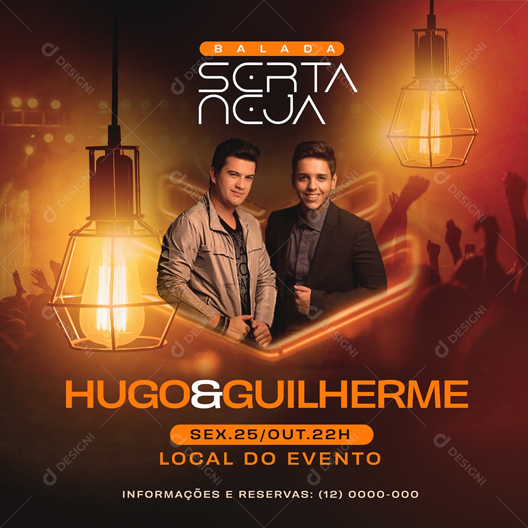 Balada Sertaneja Hugo e Guilherme Flyer Social Media PSD Editável