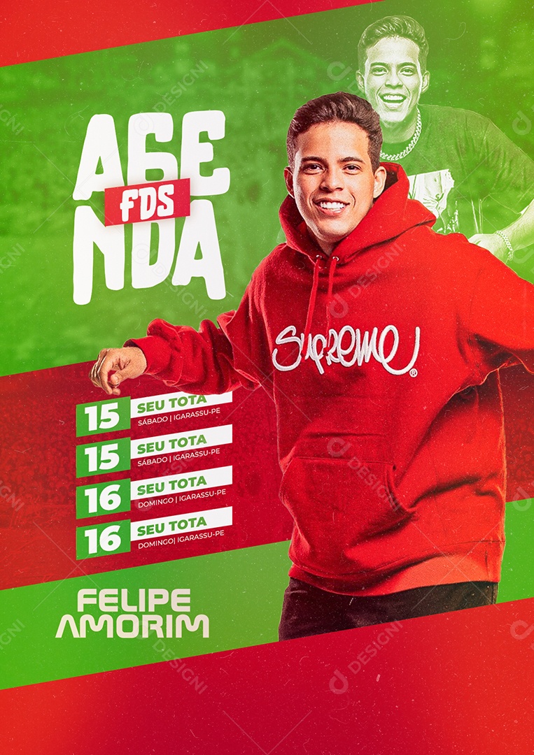 Agenda de FDS Felipe Amorim Flyer Social Media PSD Editável