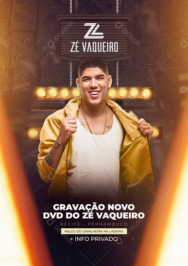 Gravação Novo DVD Zé Vaqueiro Flyer Social Media PSD Editável