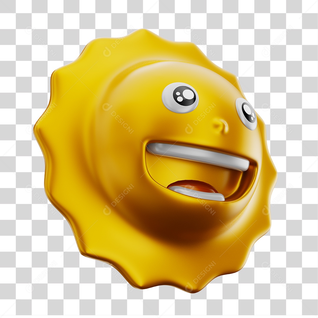 Elemento 3D Sol Sorridente Brinquedo Infantil PNG