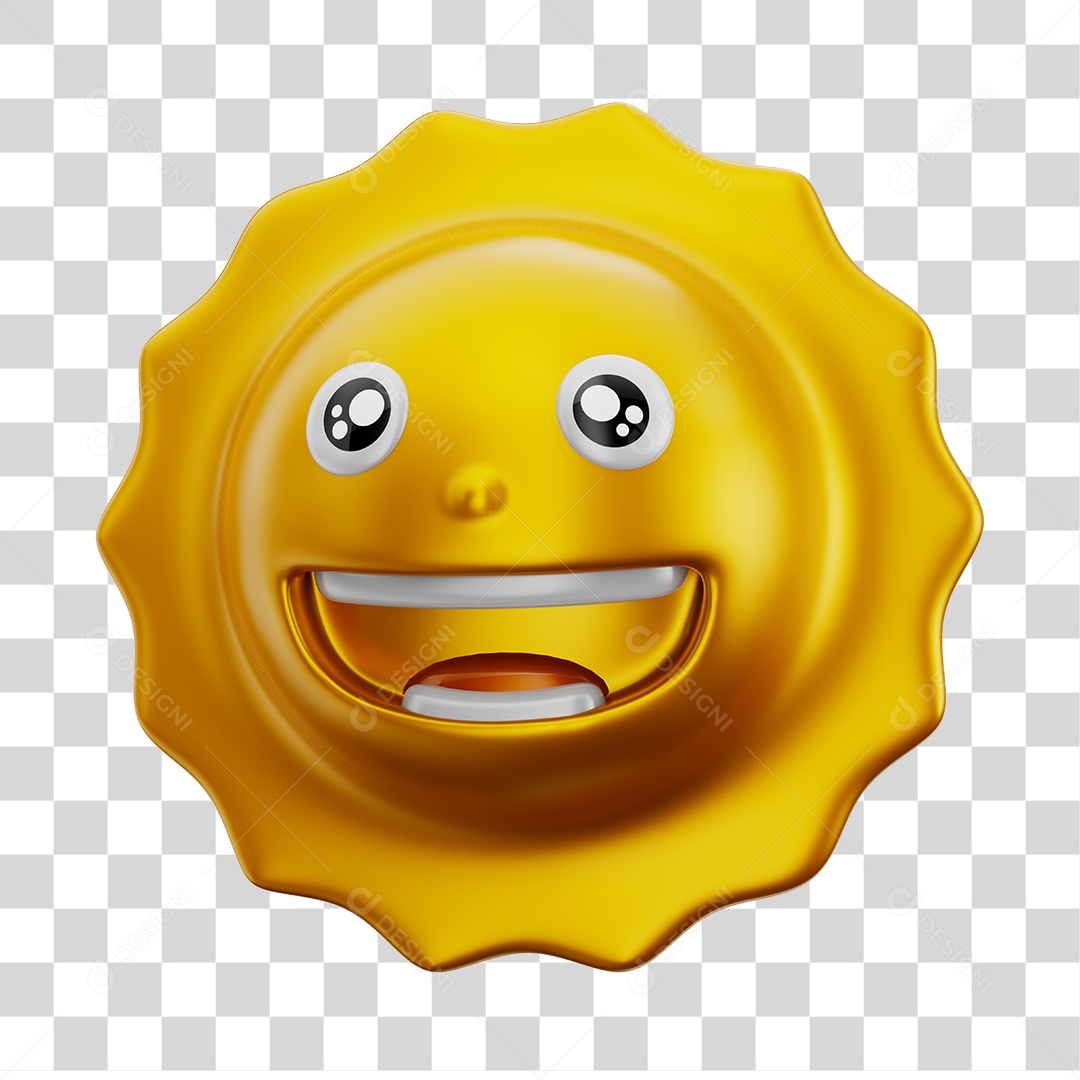 Elemento 3D Sol Sorridente Brinquedo Infantil PNG