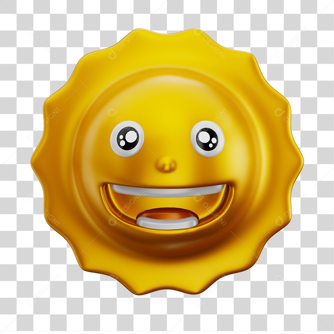 Elemento 3D Sol Sorridente Brinquedo Infantil PNG