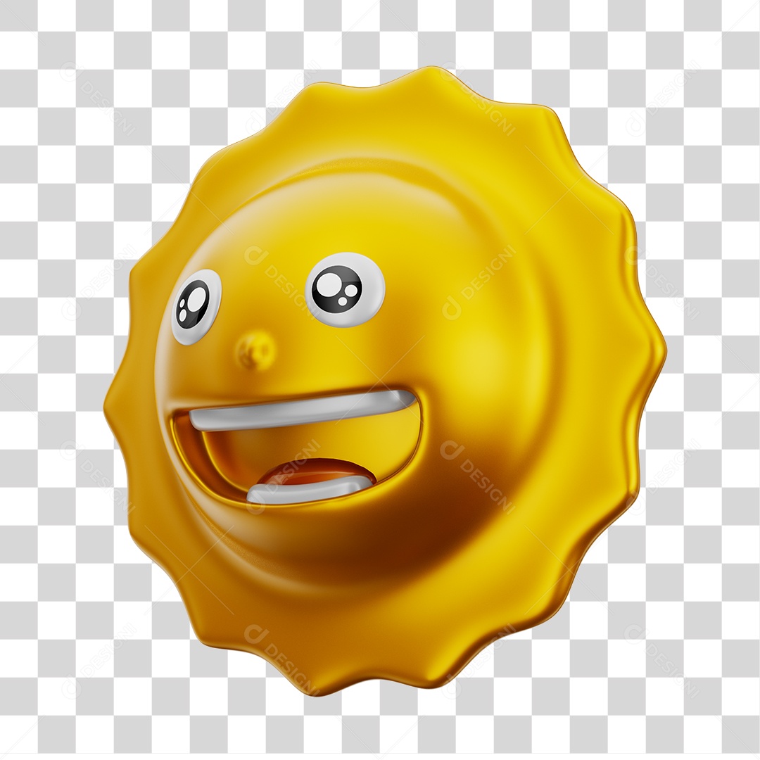 Elemento 3D Sol Sorridente Brinquedo Infantil PNG