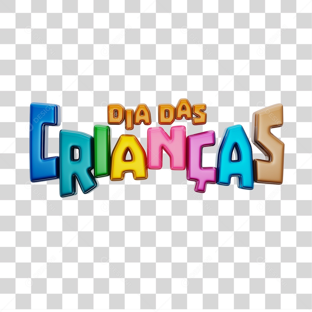 Texto 3D Dias Das Crianças Colorido Sobre Forma Circular PNG