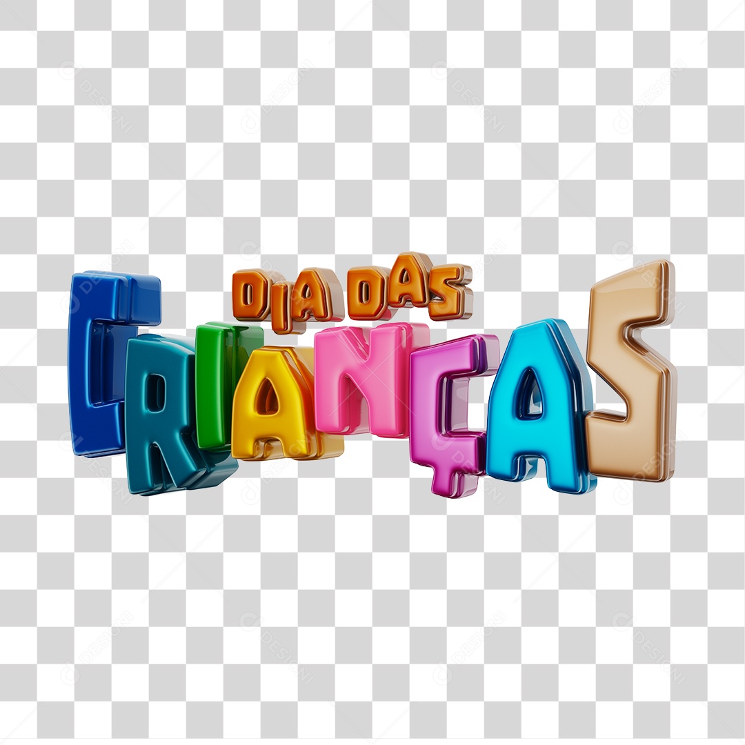 Texto 3D Dias Das Crianças Colorido PNG