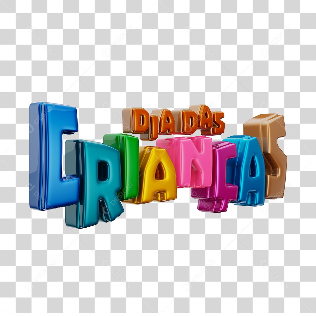 Text 3D Children's Day Colorful PNG