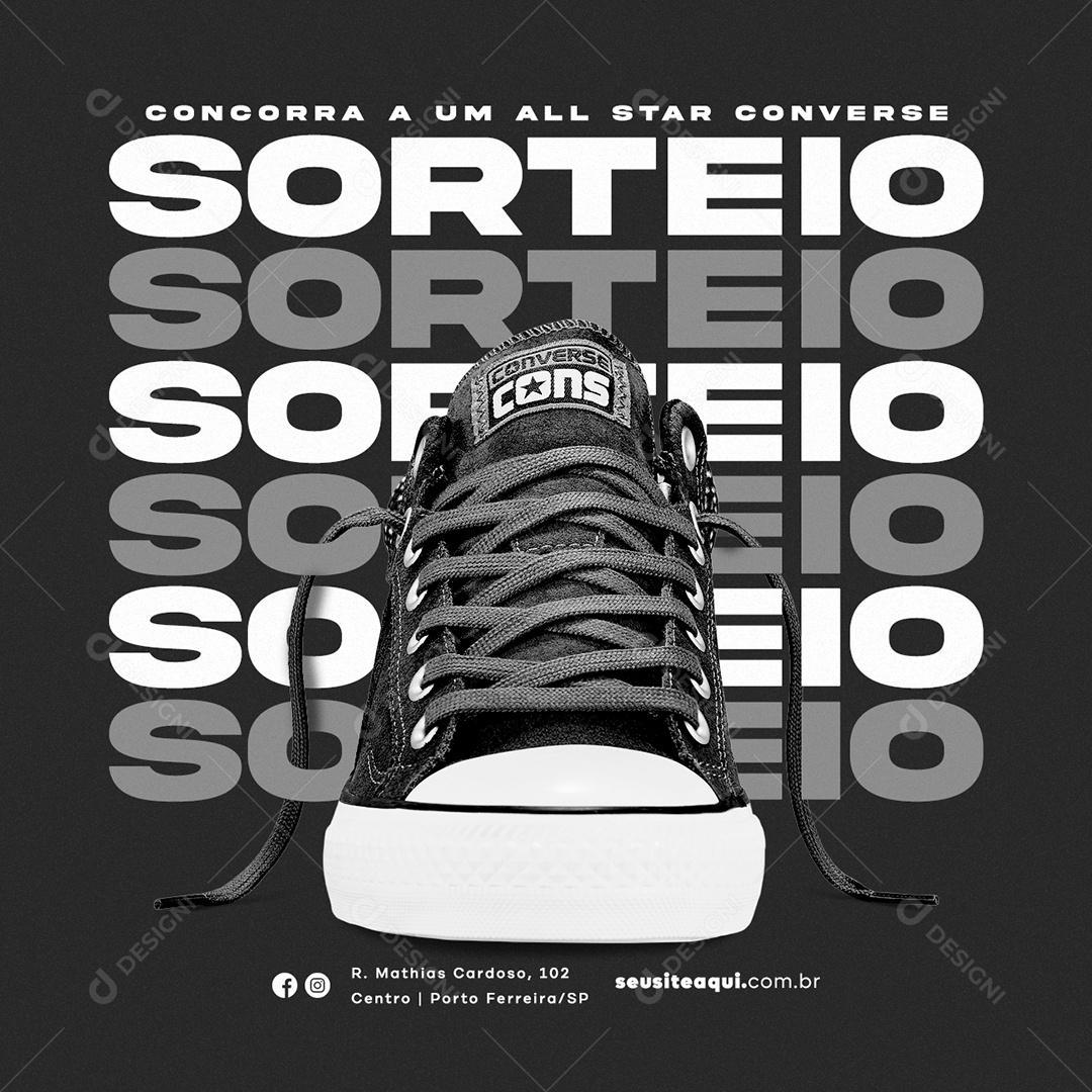 Concorra a Um All Star Converse Sorteio Loja de Tênis Social Media PSD Editável