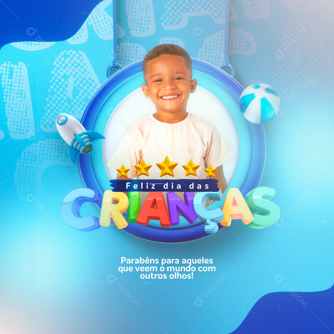 Parabéns Para Aqueles Que Veem o Mundo Com Outros Olhos Dia das Crianças Social Media PSD Editável