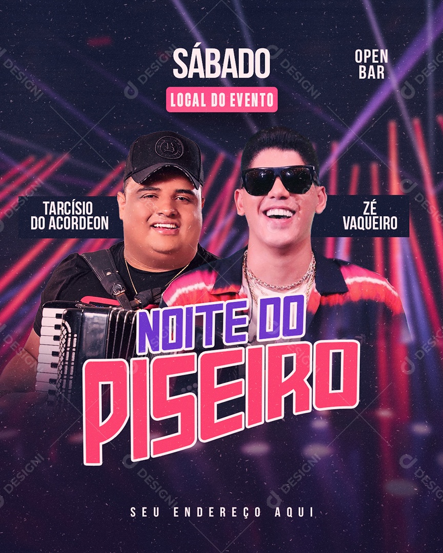Flyer Noite do Piseiro Social Media Editable PSD