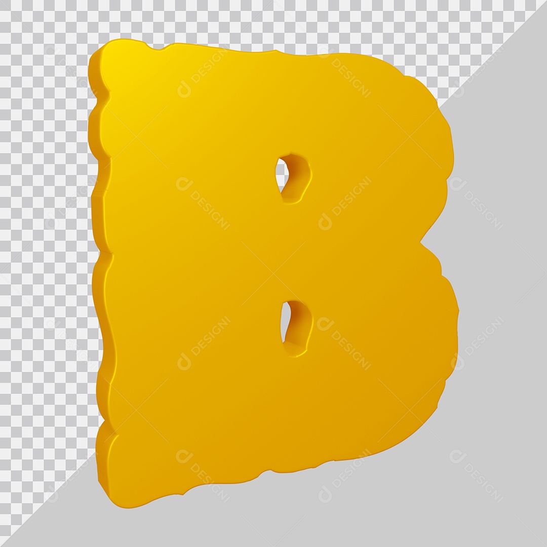 Elemento 3D Para Composição Letra B Dourado PSD