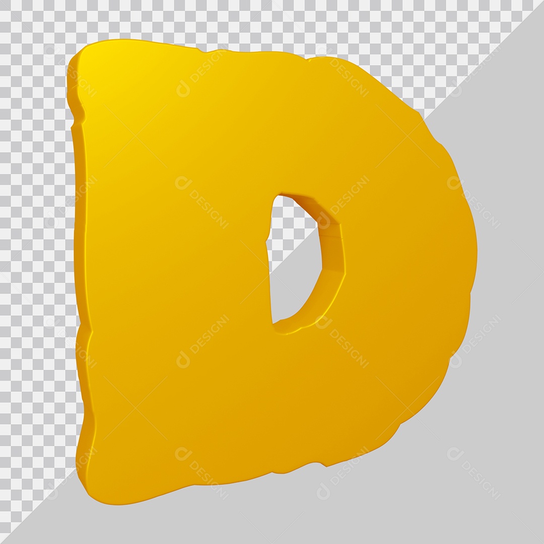 Elemento 3D Para Composição Letra D Dourado PSD