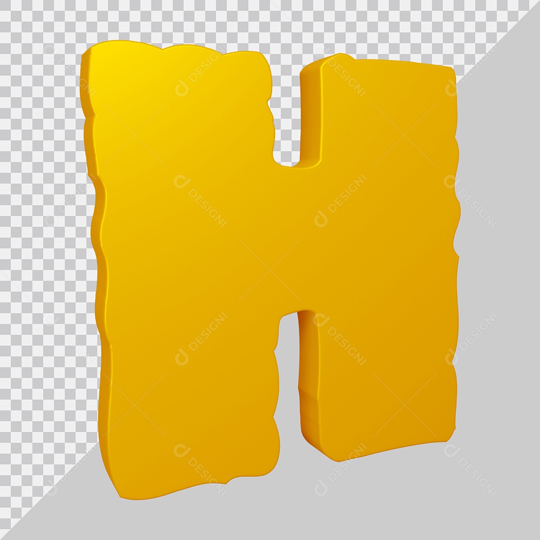 Elemento 3D Para Composição Letra H Dourado PSD