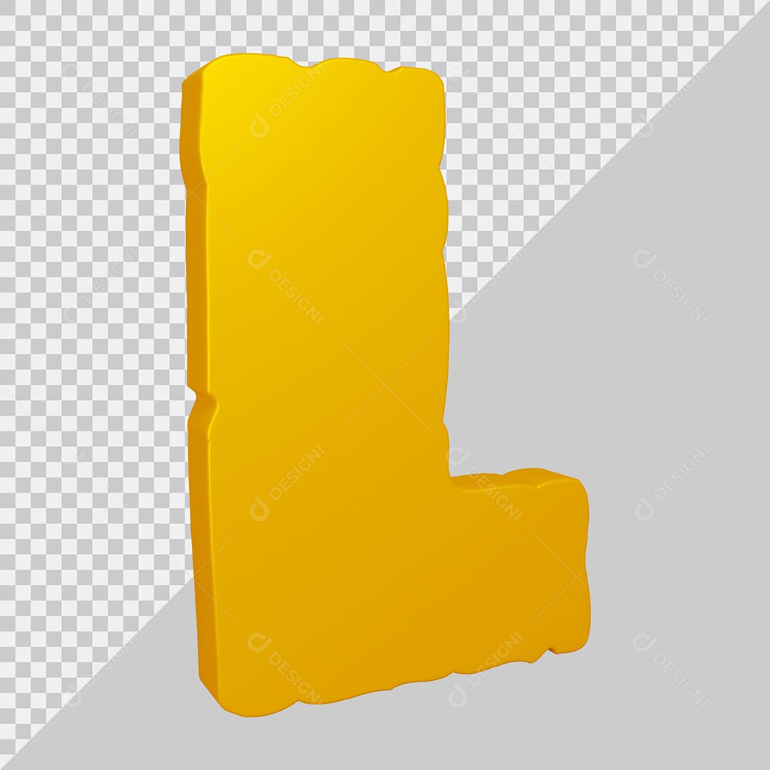 Elemento 3D Para Composição Letra L Dourado PSD
