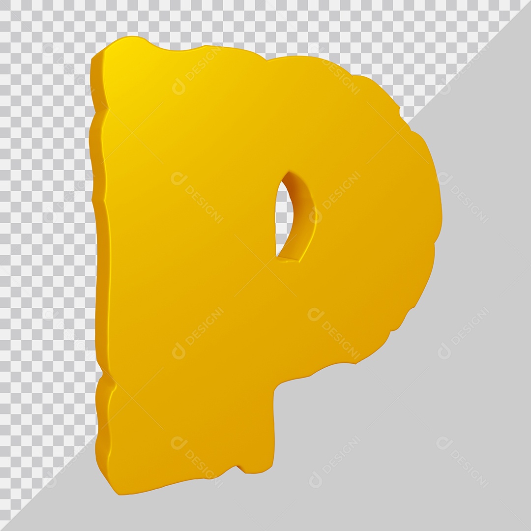 Elemento 3D Para Composição Letra P Dourado PSD