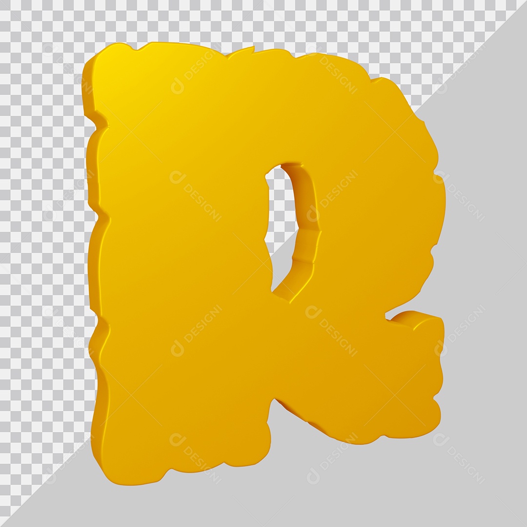 Elemento 3D Para Composição Letra R Dourado PSD