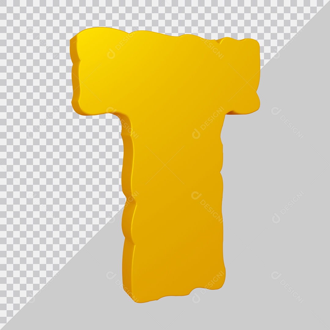 Elemento 3D Para Composição Letra T Dourado PSD