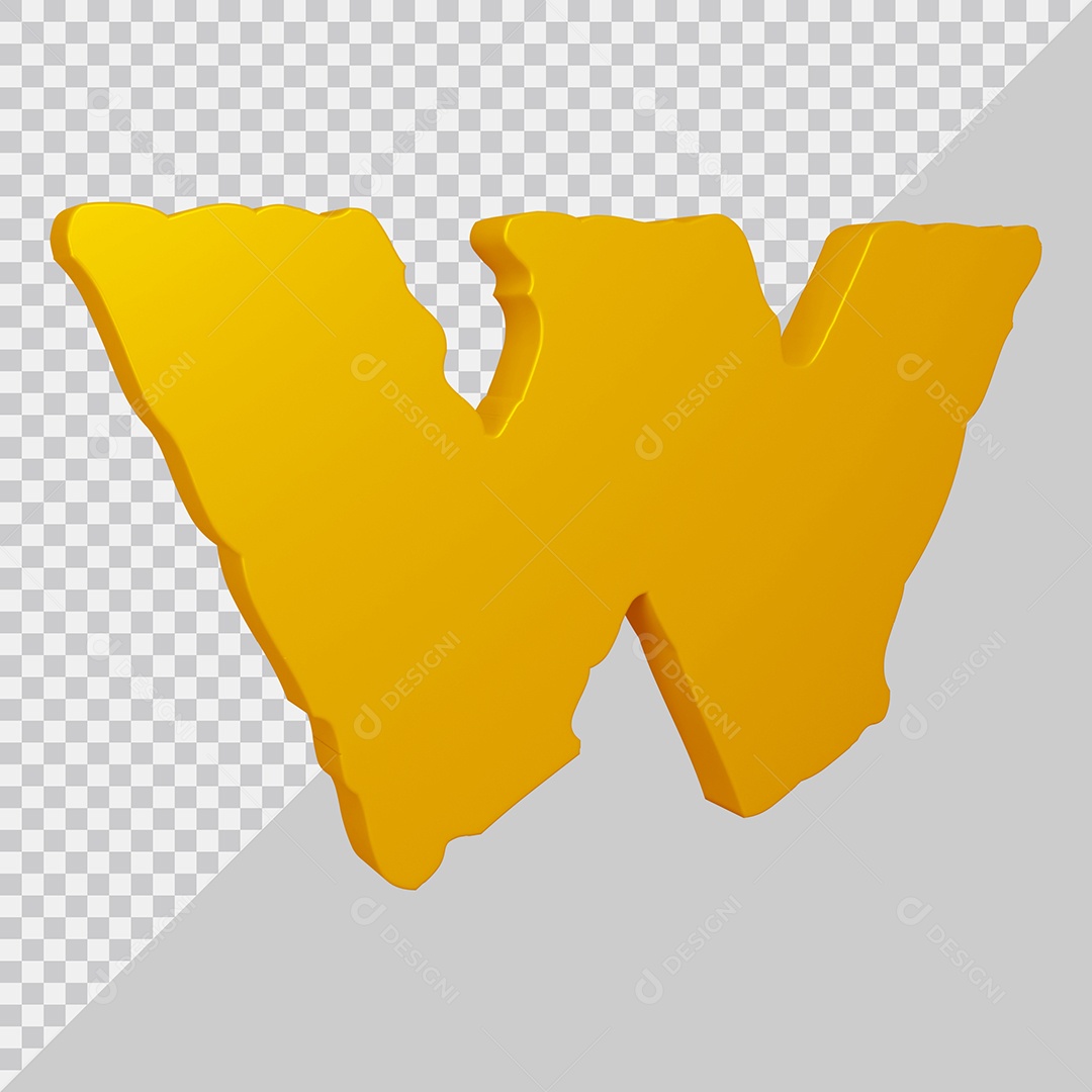 Elemento 3D Para Composição Letra W Dourado PSD