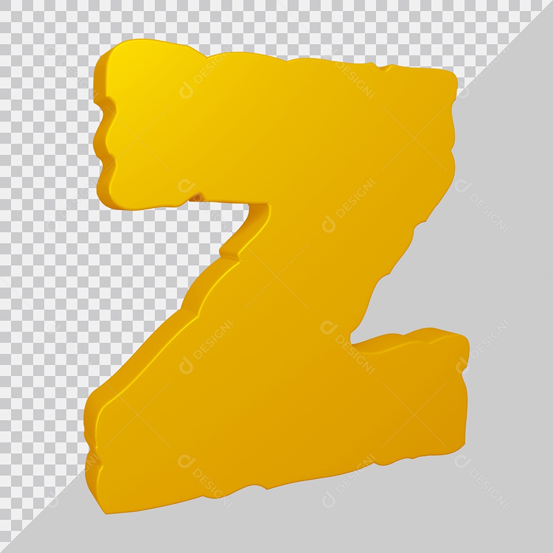 Elemento 3D Para Composição Letra Z Dourado PSD