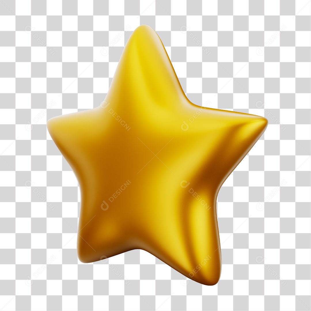 Estrela Dourado Elemento 3D Para Composição PNG