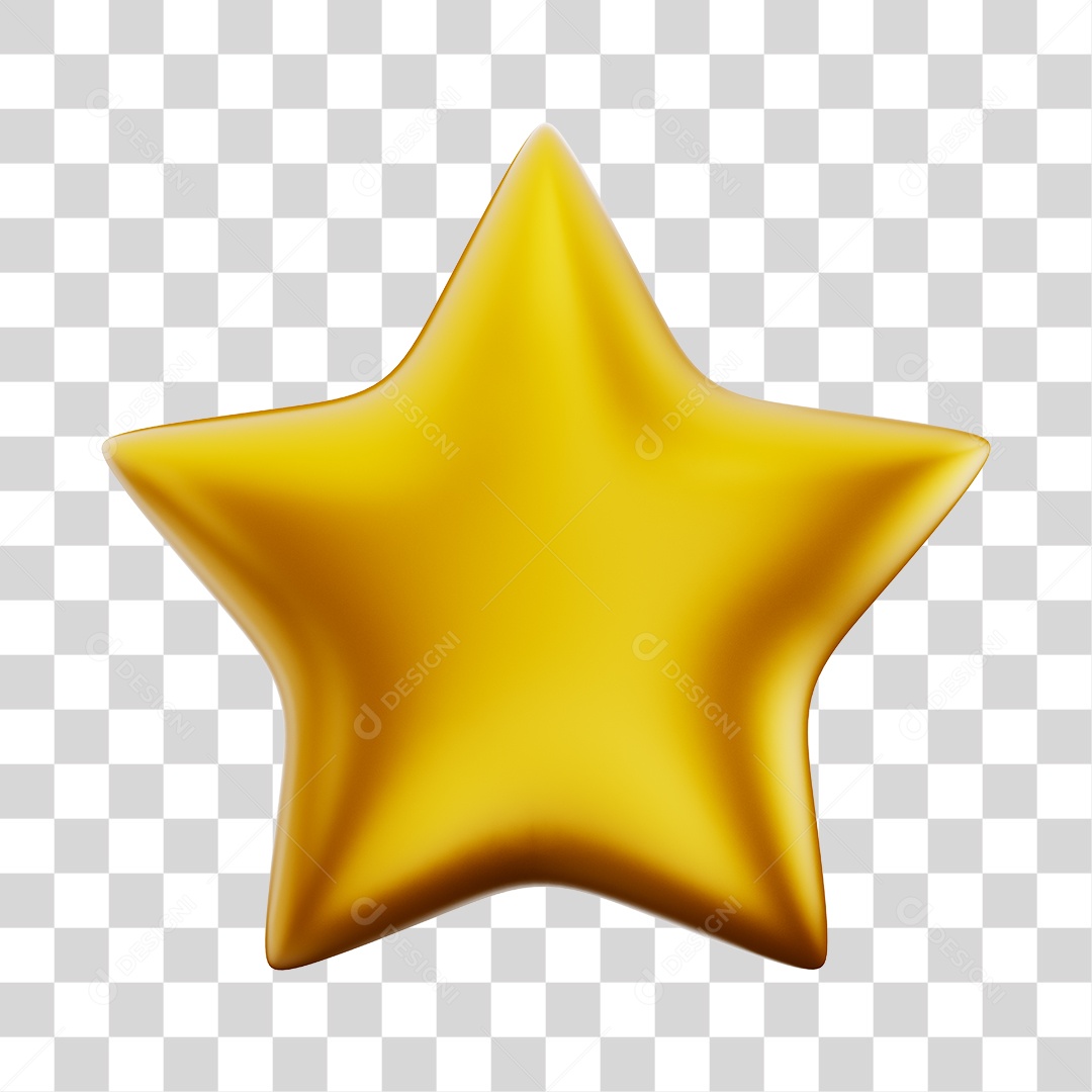 Estrela Dourado Elemento 3D Para Composição PNG