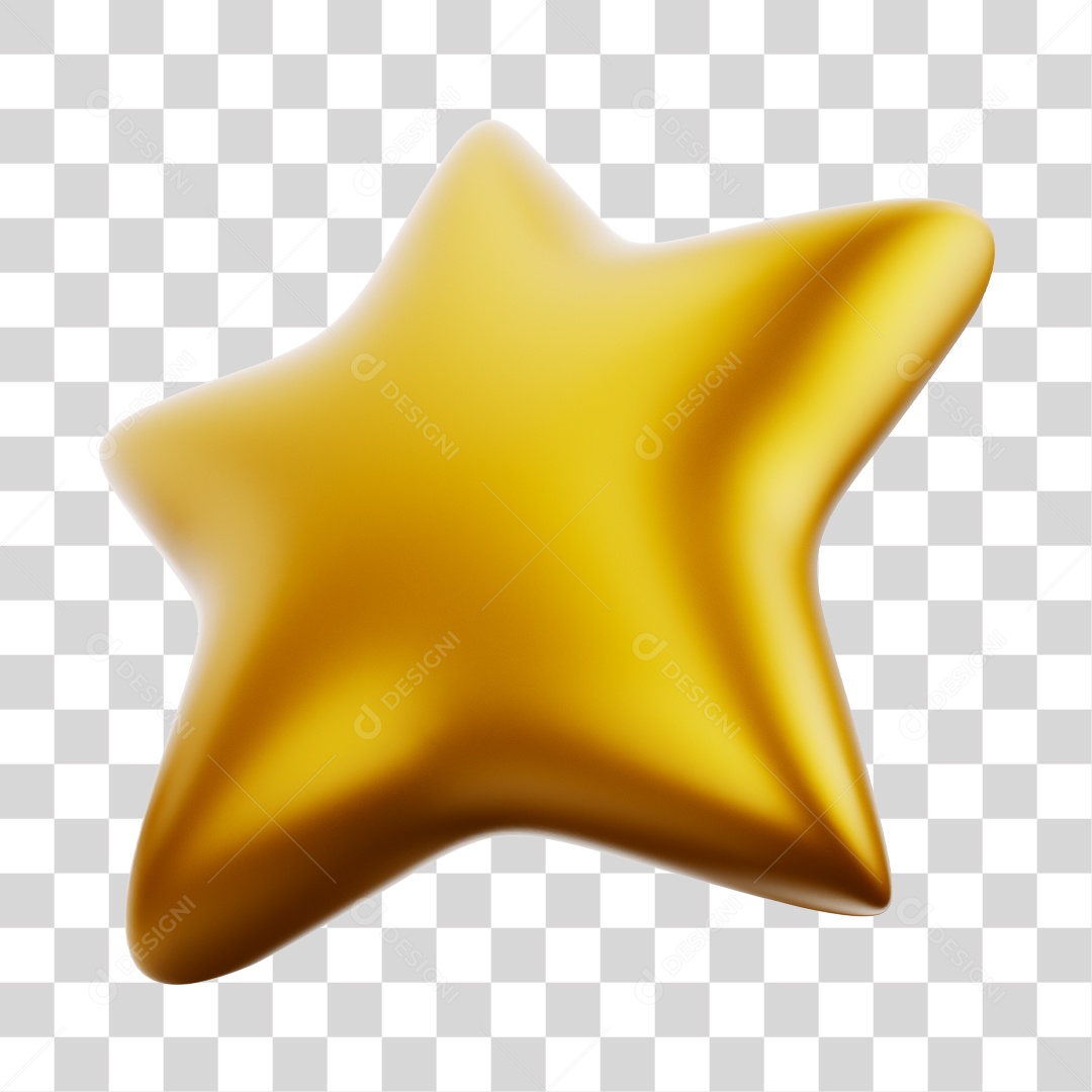 Estrela Dourado Elemento 3D Para Composição PNG
