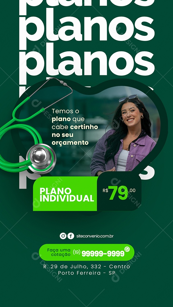 Story Temos o Plano Que Cabe Certinho No Seu Orçamento Convênio Médico Plano de Saúde Social Media PSD Editável