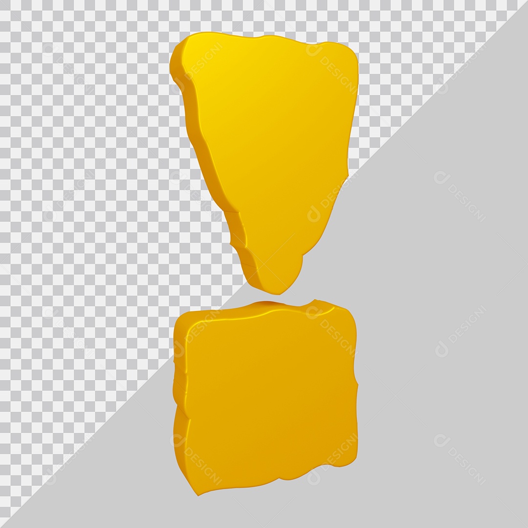 Elemento 3D Para Composição Símbolo de Ponto de Exclamação Dourado PSD