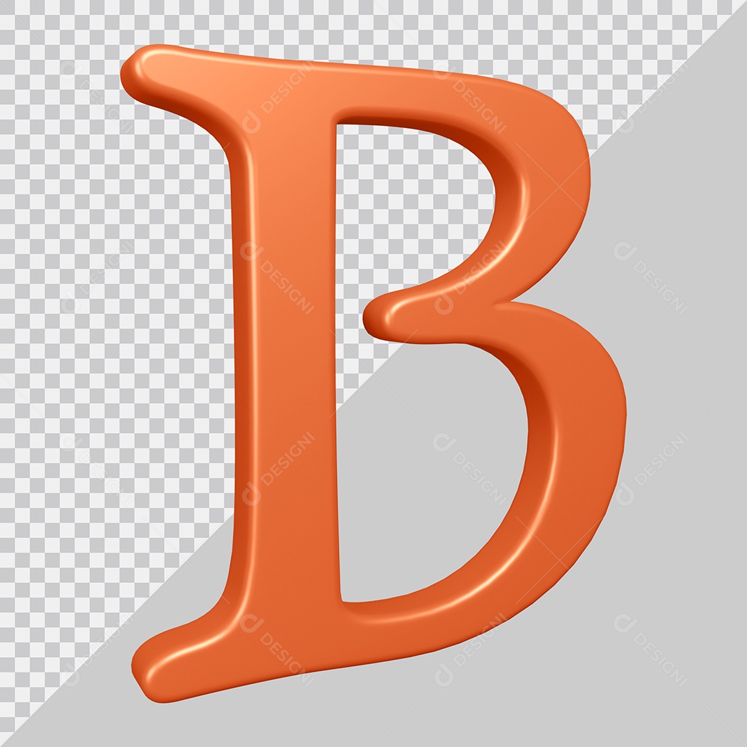 Elemento 3D Para Composição Letra B Laranja PSD