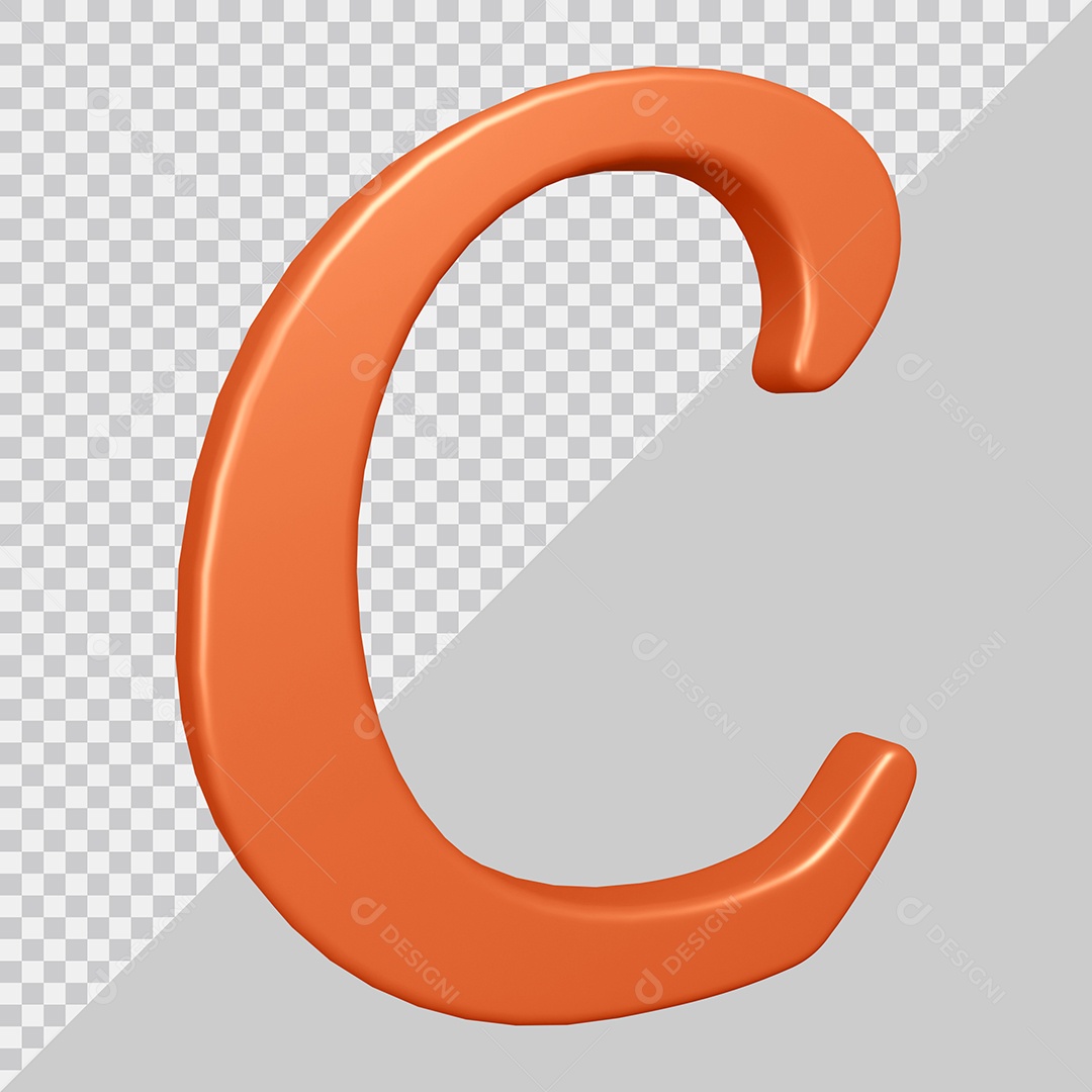 Elemento 3D Para Composição Letra C Laranja PSD