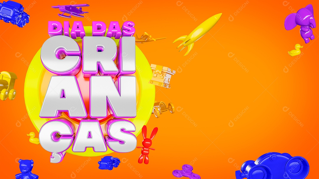 Dia das crianças Selo 3D para Composição PSD