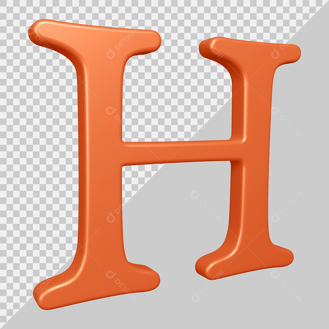 Elemento 3D Para Composição Letra H Laranja PSD