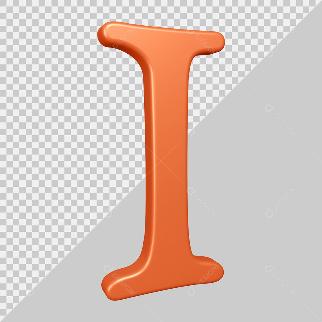 Elemento 3D Para Composição Letra I Laranja PSD
