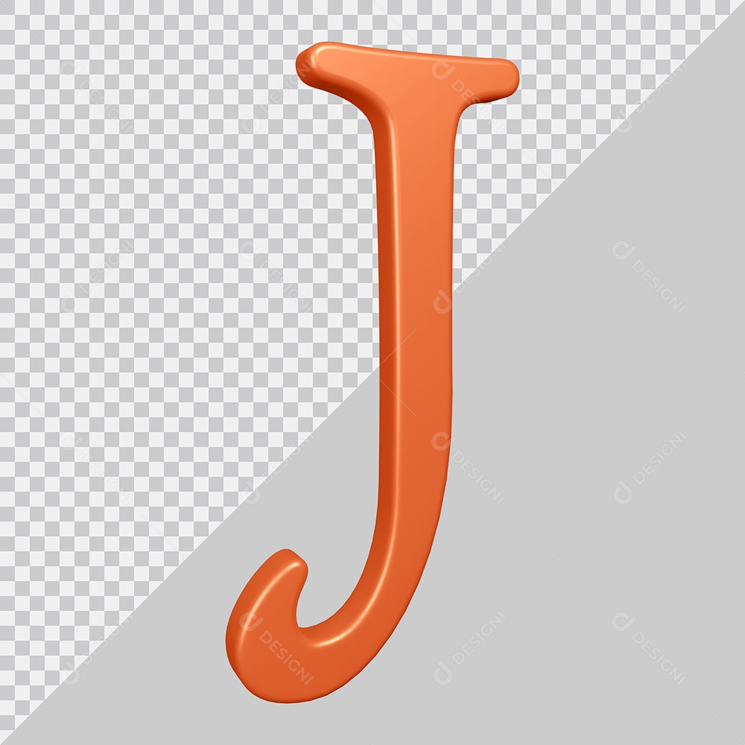 Elemento 3D Para Composição Letra J Laranja PSD