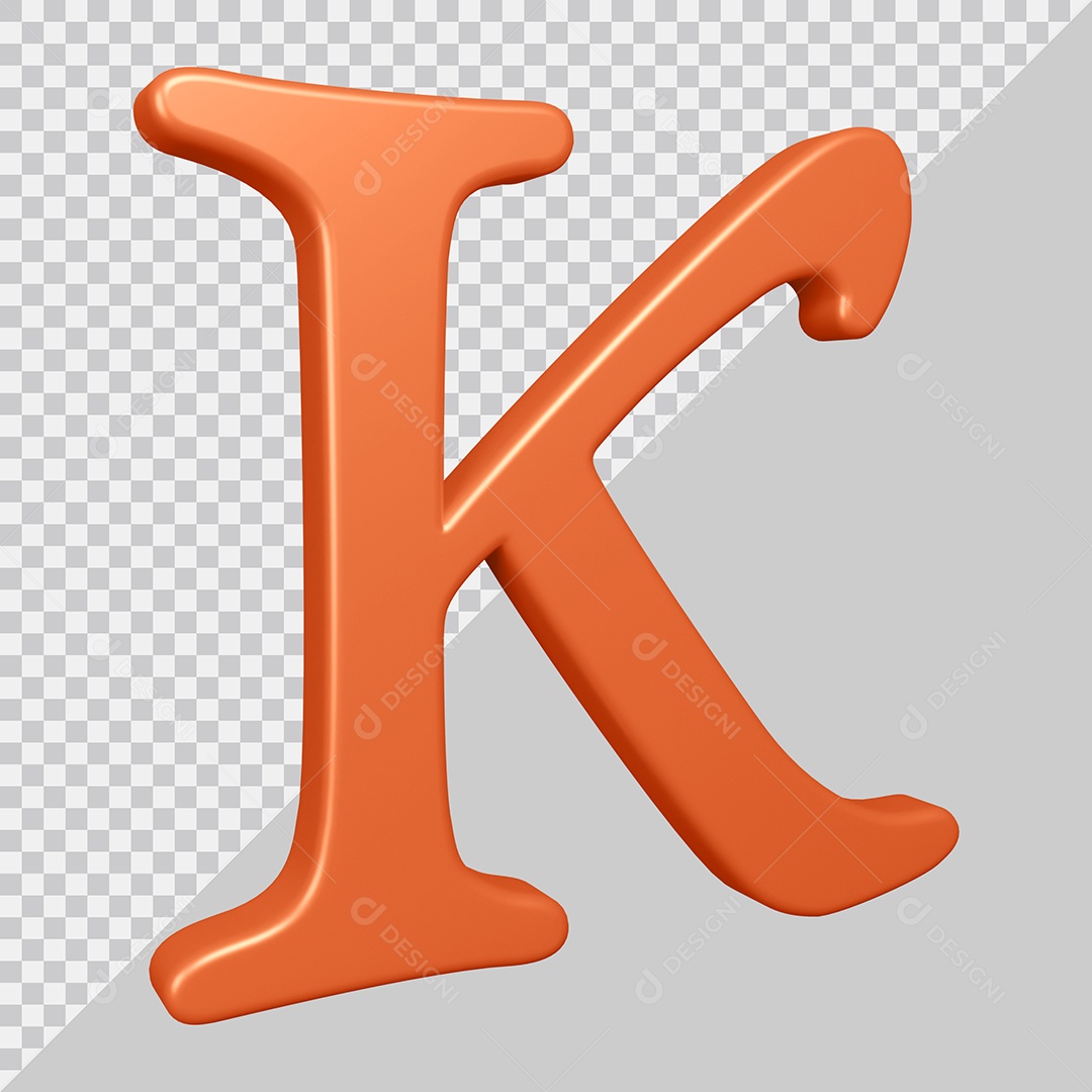 Elemento 3D Para Composição Letra K Laranja PSD