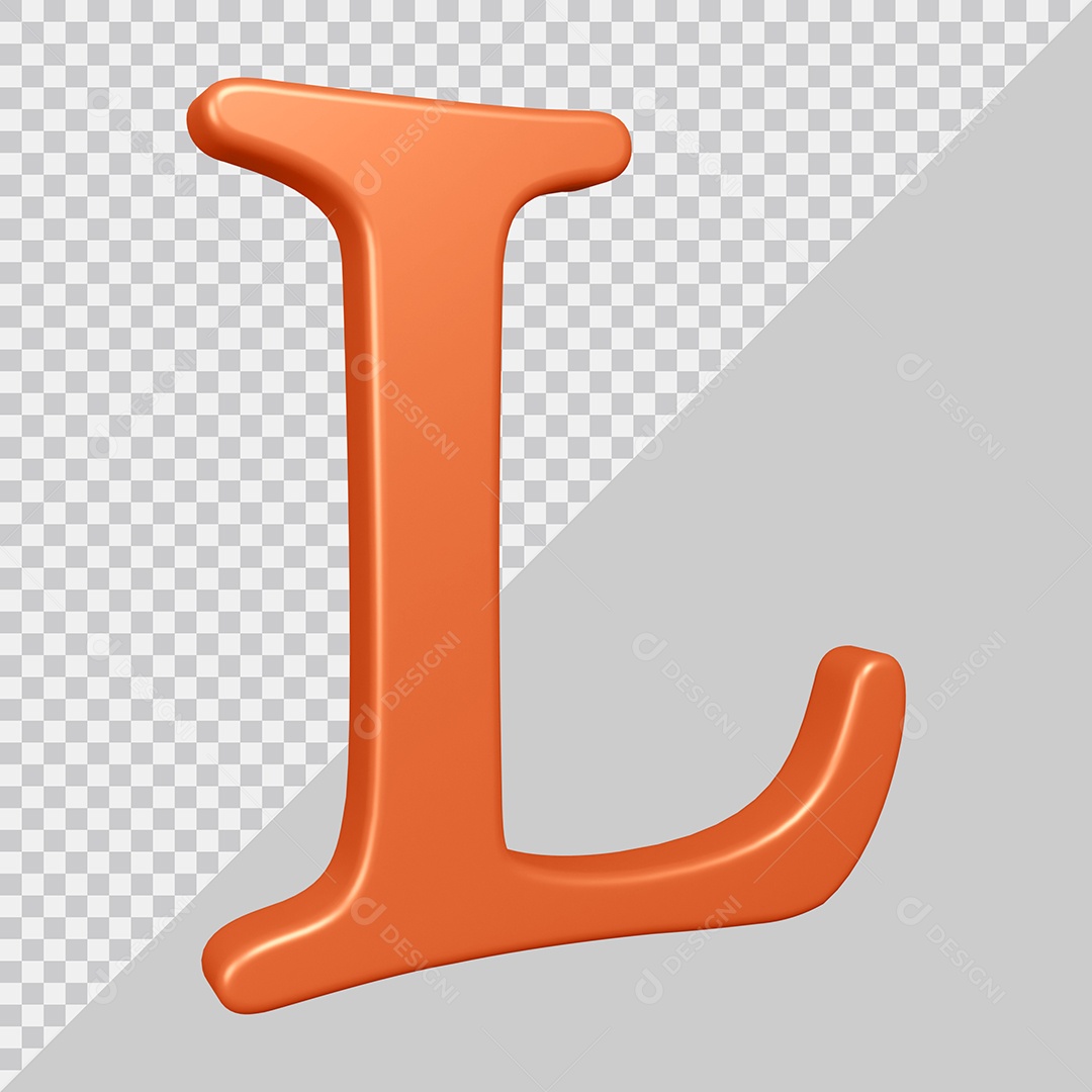 Elemento 3D Para Composição Letra L Laranja PSD