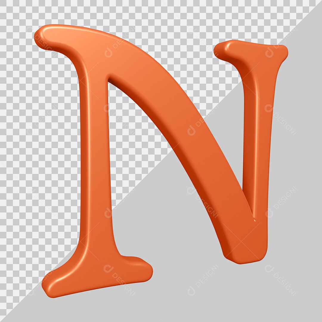 Elemento 3D Para Composição Letra N Laranja PSD