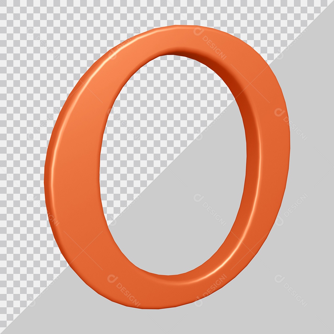 Elemento 3D Para Composição Letra O Laranja PSD