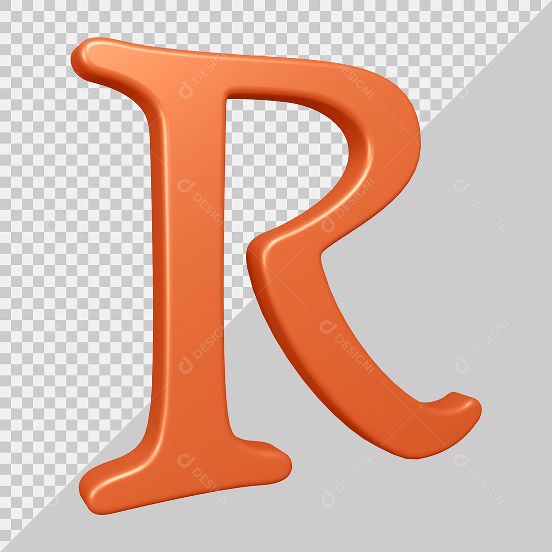 Elemento 3D Para Composição Letra R Laranja PSD