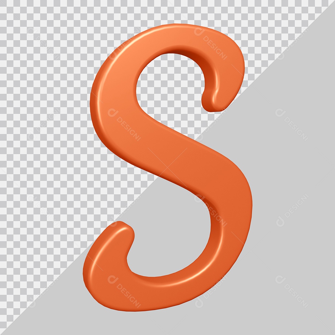 Elemento 3D Para Composição Letra S Laranja PSD