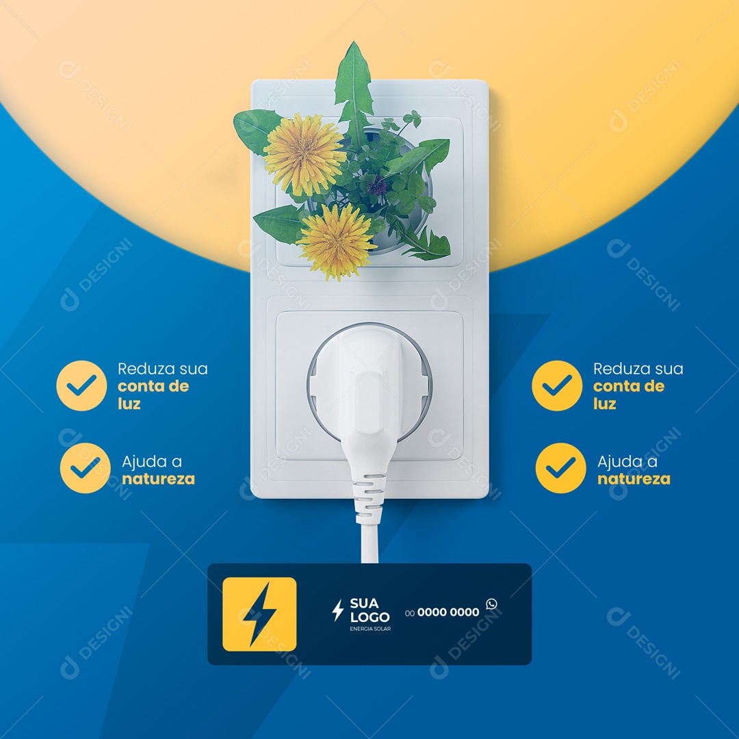 Reduza sua Conta de Luz Energia Solar Social Media PSD Editável