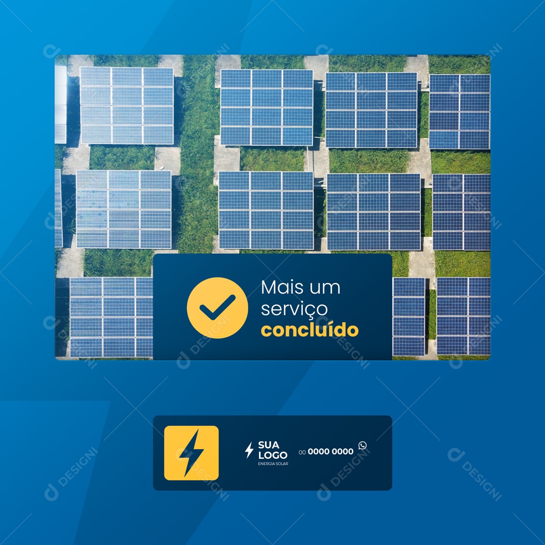 Energia Solar Mais um Serviço Concluído Social Media PSD Editável