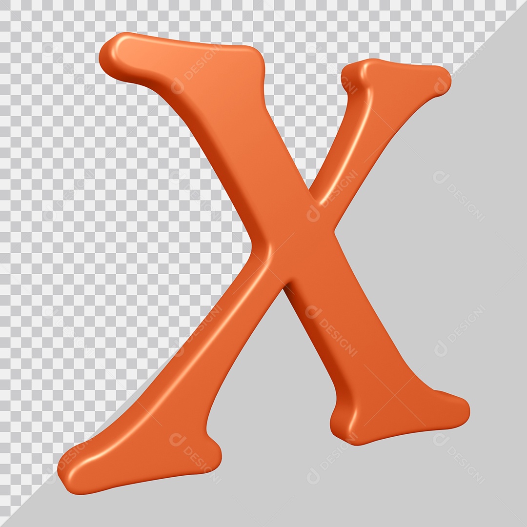 Elemento 3D Para Composição Letra X Laranja PSD