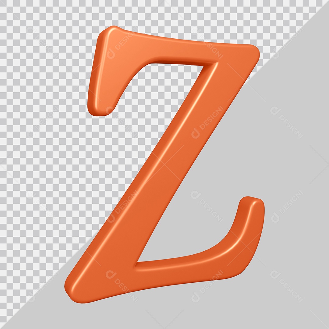 Elemento 3D Para Composição Letra Z Laranja PSD