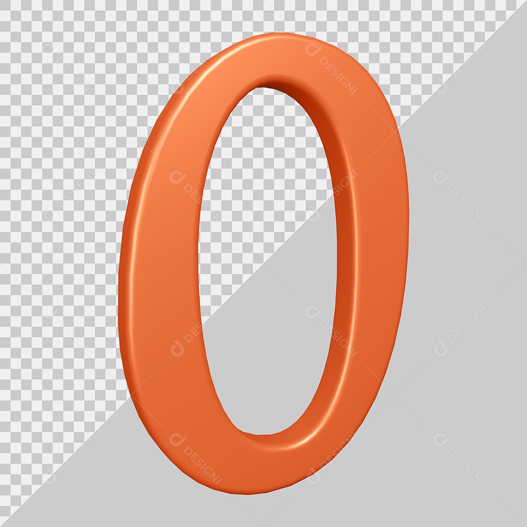 Elemento 3D Para Composição Número 0 Laranja PSD