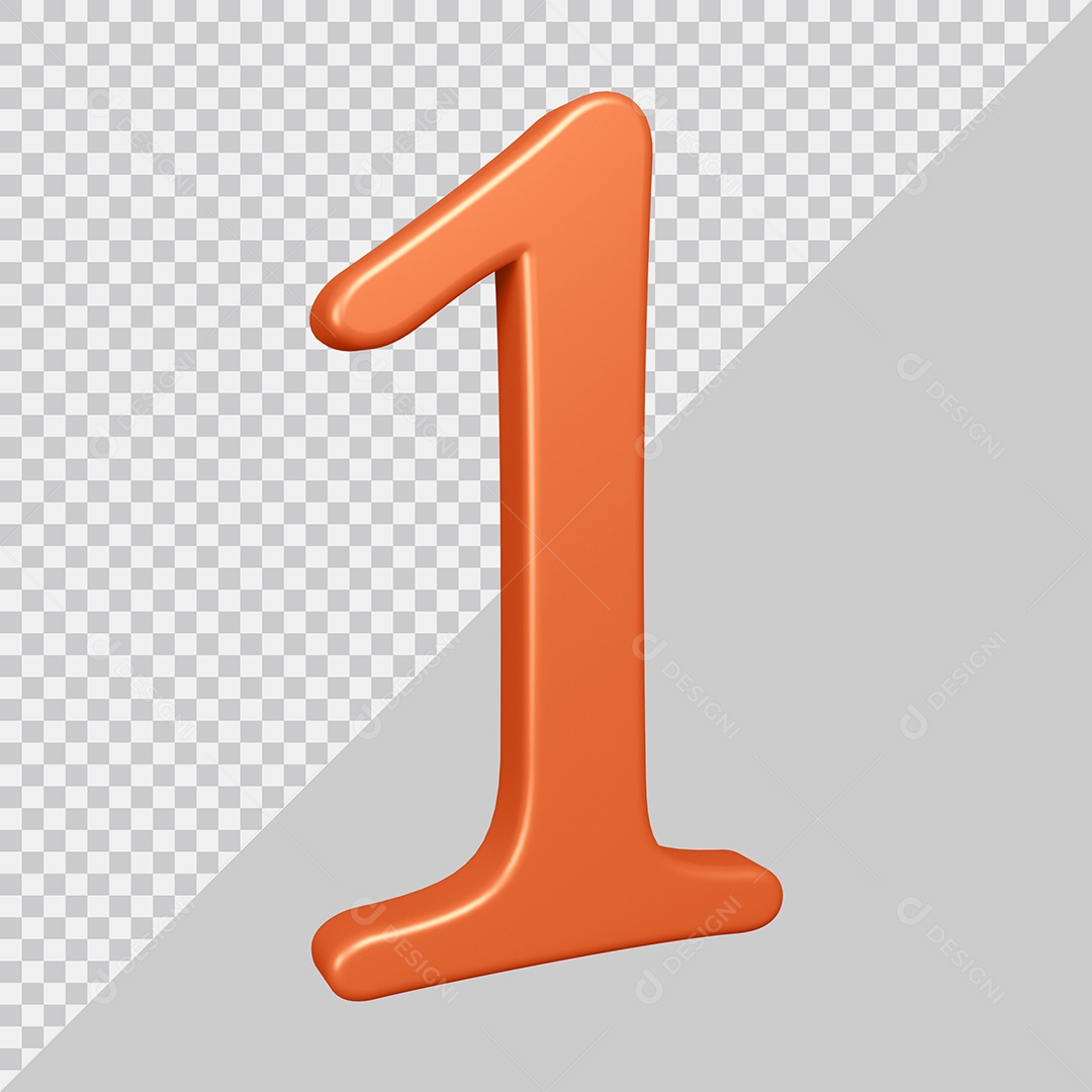Elemento 3D Para Composição Número 1 Laranja PSD