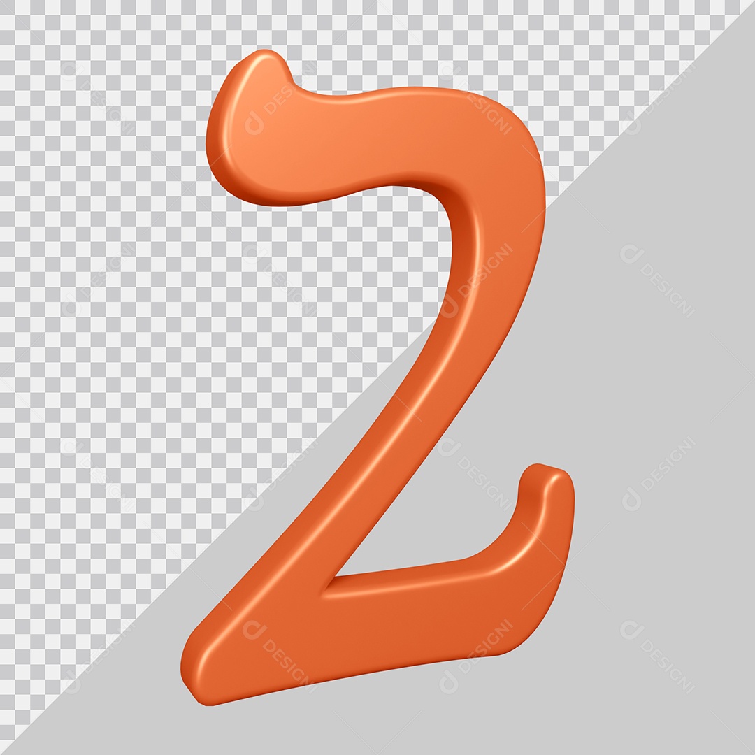 Elemento 3D Para Composição Número 2 Laranja PSD