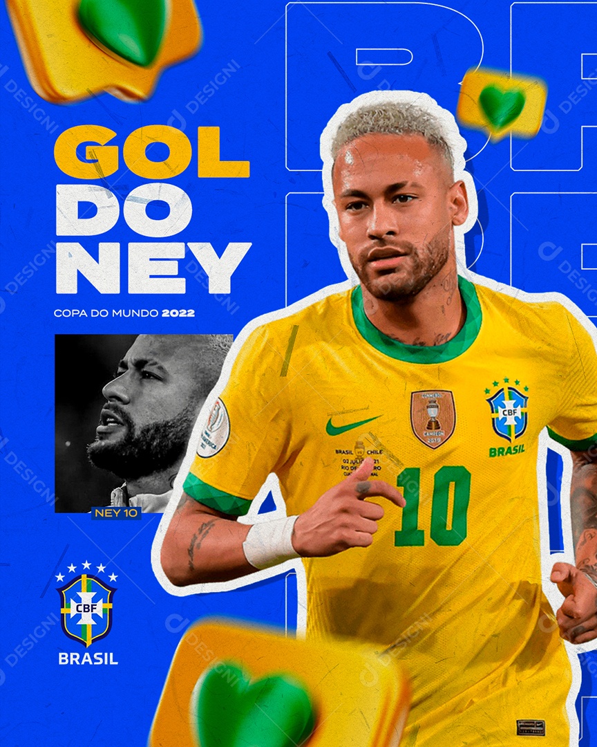 Gol Do Ney Copa Mundo 2022 Social Media PSD Editável
