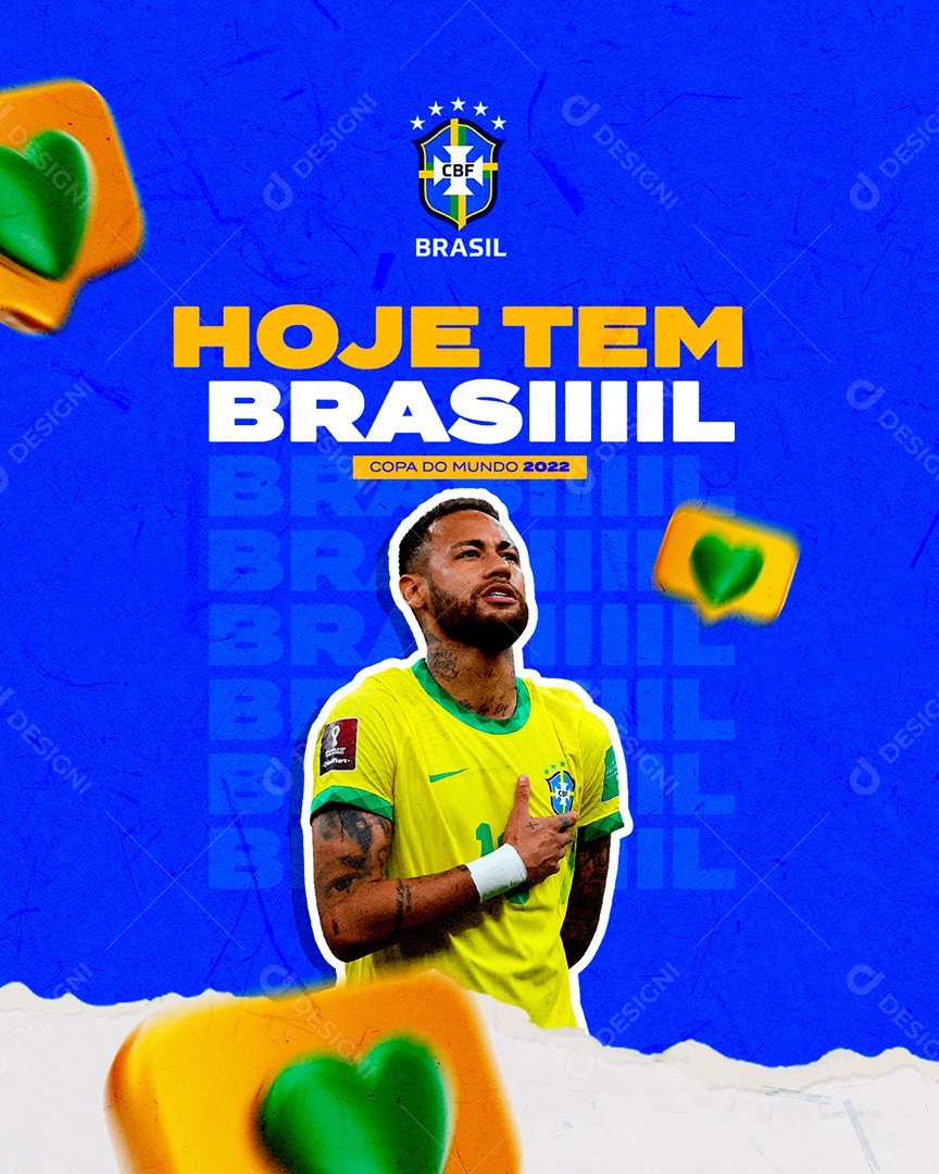 Hoje Tem Brasil Copa Mundo 2022 Social Media PSD Editável